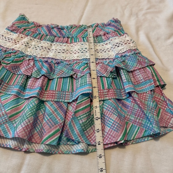 NEW LoveShackFancy Small Corbett Mini Skirt in Candyland Print ~ Plaid Crochet - Picture 6 of 8
